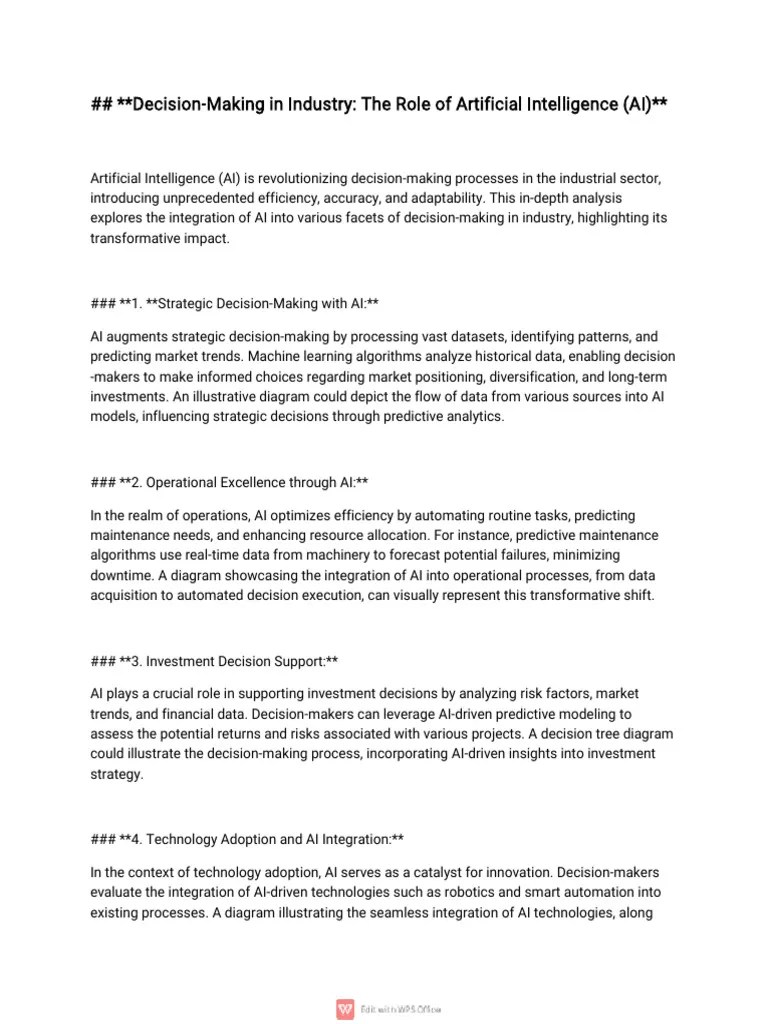 Decision-Making In Industry-WPS Office | PDF | Artificial Intelligence ...