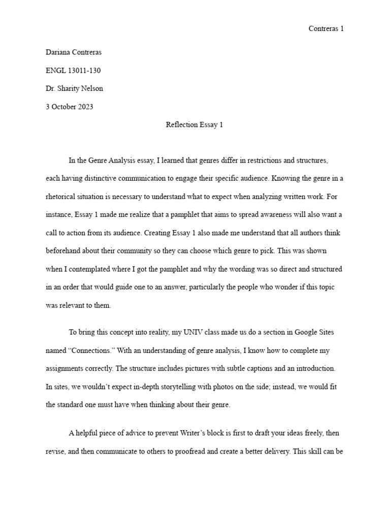 Eportfolio Reflection 1 | PDF | Essays | Genre