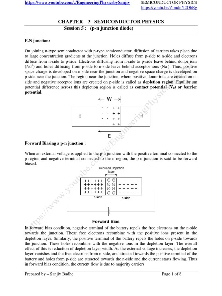 Semiconductor Physics Session 5 (P-N Junction Diode) | PDF | P–N ...