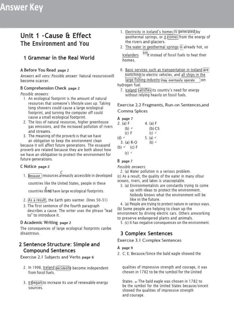 Unit 1 Answer Key-Complete | PDF | Oil Spill | Bald Eagle