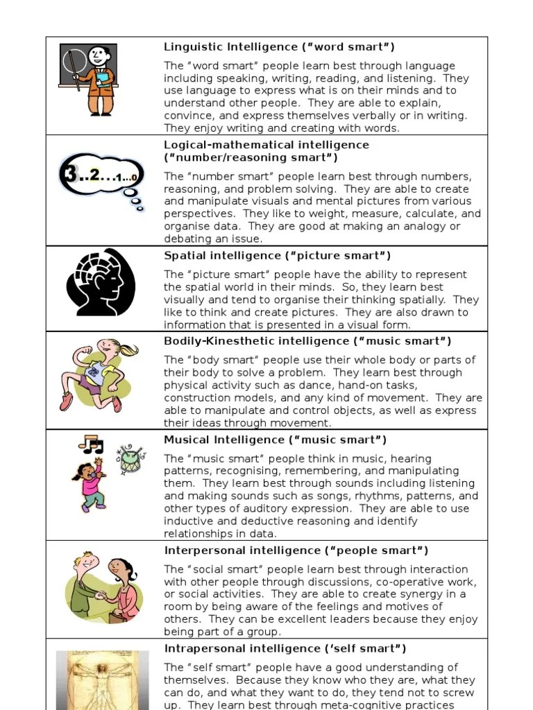 Multiple Intelligences Activity | PDF | Mind | Emergence