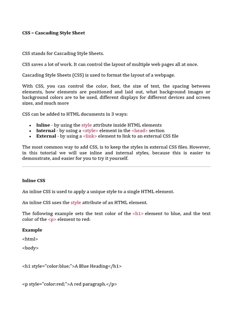 CSS - Cascading Style Sheet: Style | PDF | Html | Computer File Formats