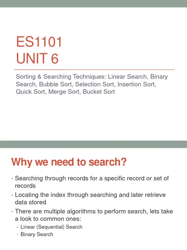 Unit 6 (Sorting | PDF | Computer Programming | Algorithms And Data ...