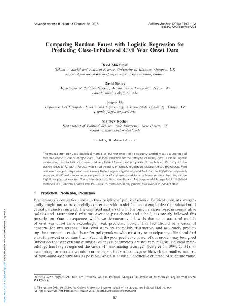 Comparing Random Forest With Logistic Regression For Predicting Class ...