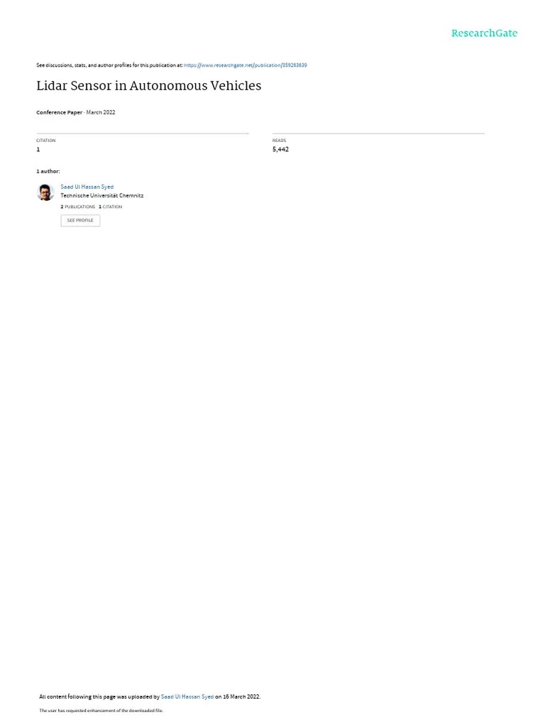 Lidar Sensor Saadulhassan Syed C2 | PDF | Lidar | Refractive Index