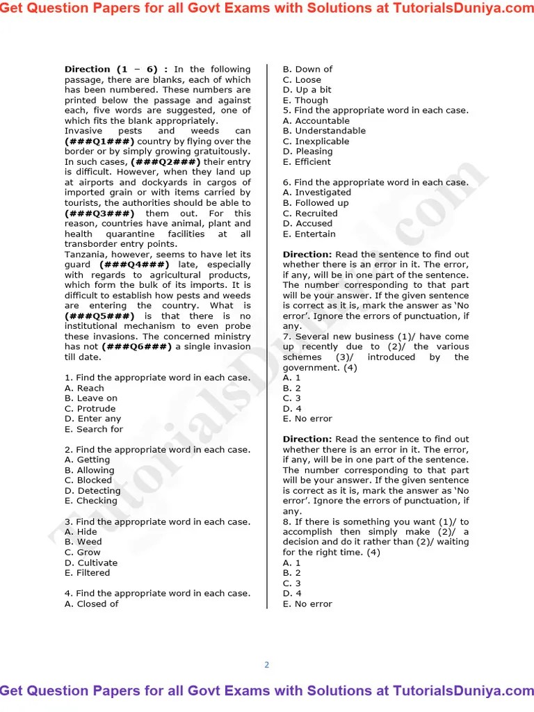 IBPS PO Prelims Previous Year Question Paper 2019 With Solutions | PDF ...