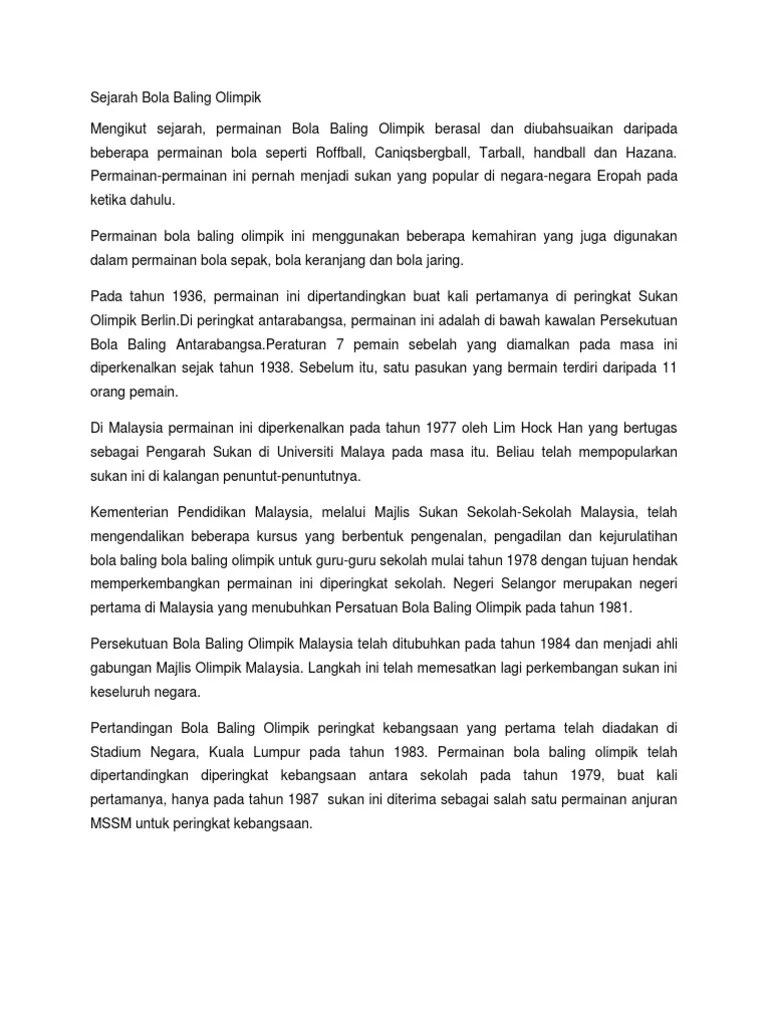 Itu singkapan memori oleh chin aun. Sejarah Bola Baling Olimpik Pdf