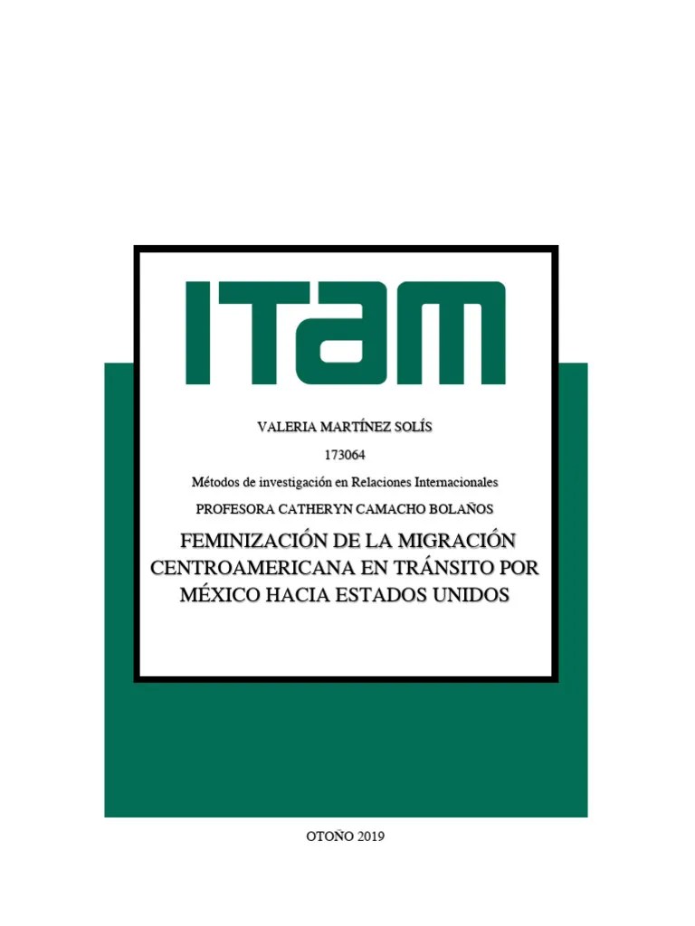 FEMINIZACIÓN DE MIGRACIÓN CENTROAMÉRICANA EN TRÁNSITO POR MÉXICO HACIA ESTADOS UNIDOS | PDF ...