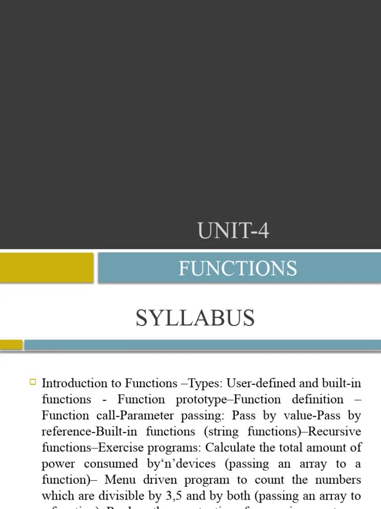 4 Functions | Download Free PDF | Parameter (Computer Programming ...