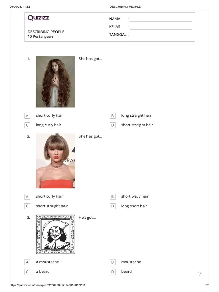 SOAL UH Bahasa Inggris DESCRIBING PEOPLE | Download Free PDF | Human ...