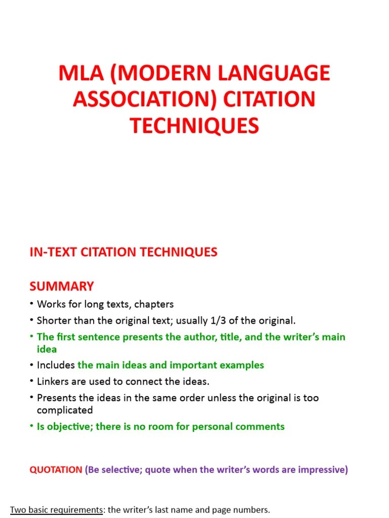 2023 Mla Citation Slides-Final | PDF | Citation | Linguistics