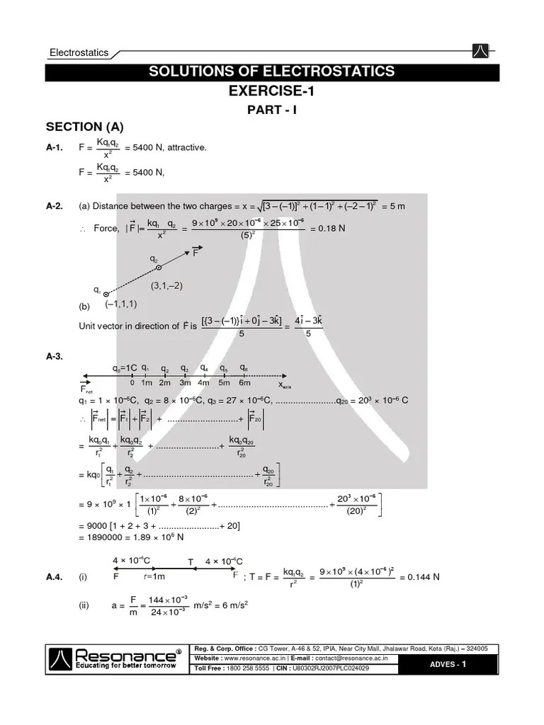 Electrostatics Exercise Solutions | PDF | Electrical Engineering | Electromagnetism