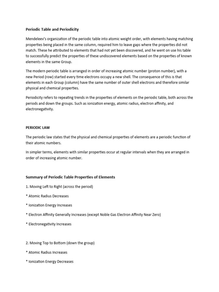 Periodic Table And Periodicity | PDF | Ion | Ionic Bonding
