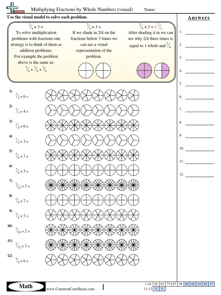 Multyplying Fractions By Wholenumbers Model | PDF | Multiplication ...