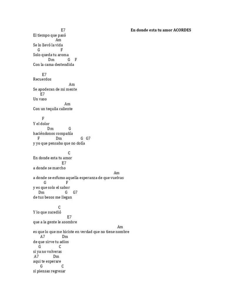 En Donde Esta Tu Amor ACORDES | PDF