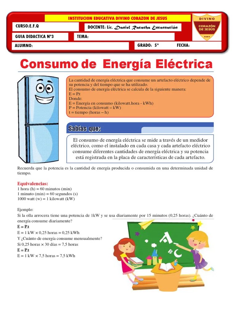 3-Consumo Energía Eléctrica-5°Prim. | PDF | Vatio | Naturaleza