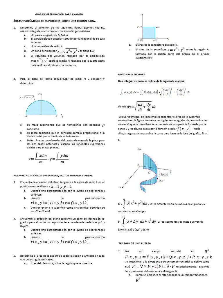 Guia - Cálculo Vectorial | PDF | Integral | Esfera