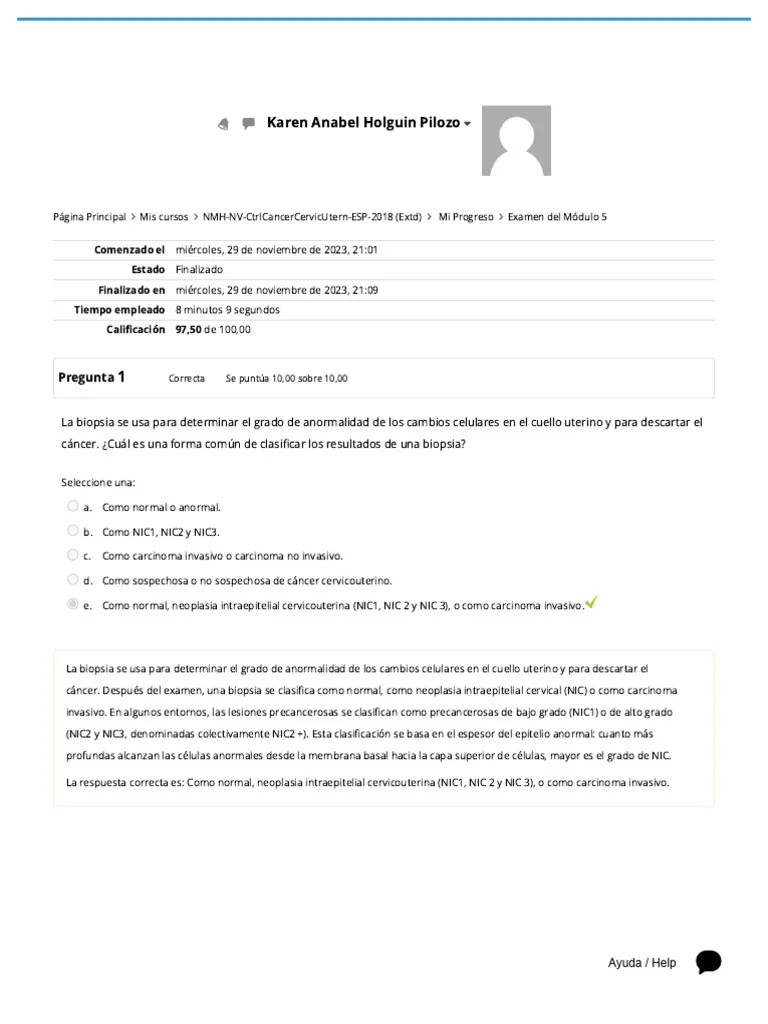 Examen Del Módulo 5_ Revisión Del Intento | PDF | Cáncer De Cuello ...