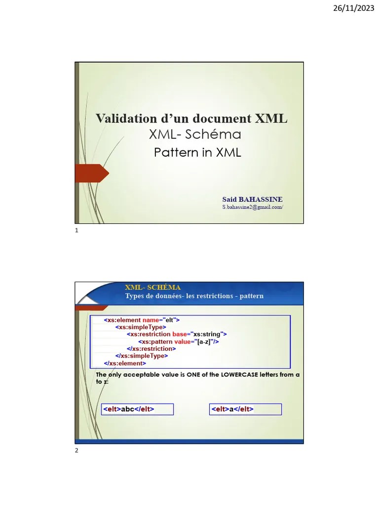 Seance 5 Cours XML Schema Pattern | PDF | Xml Schema | Information ...