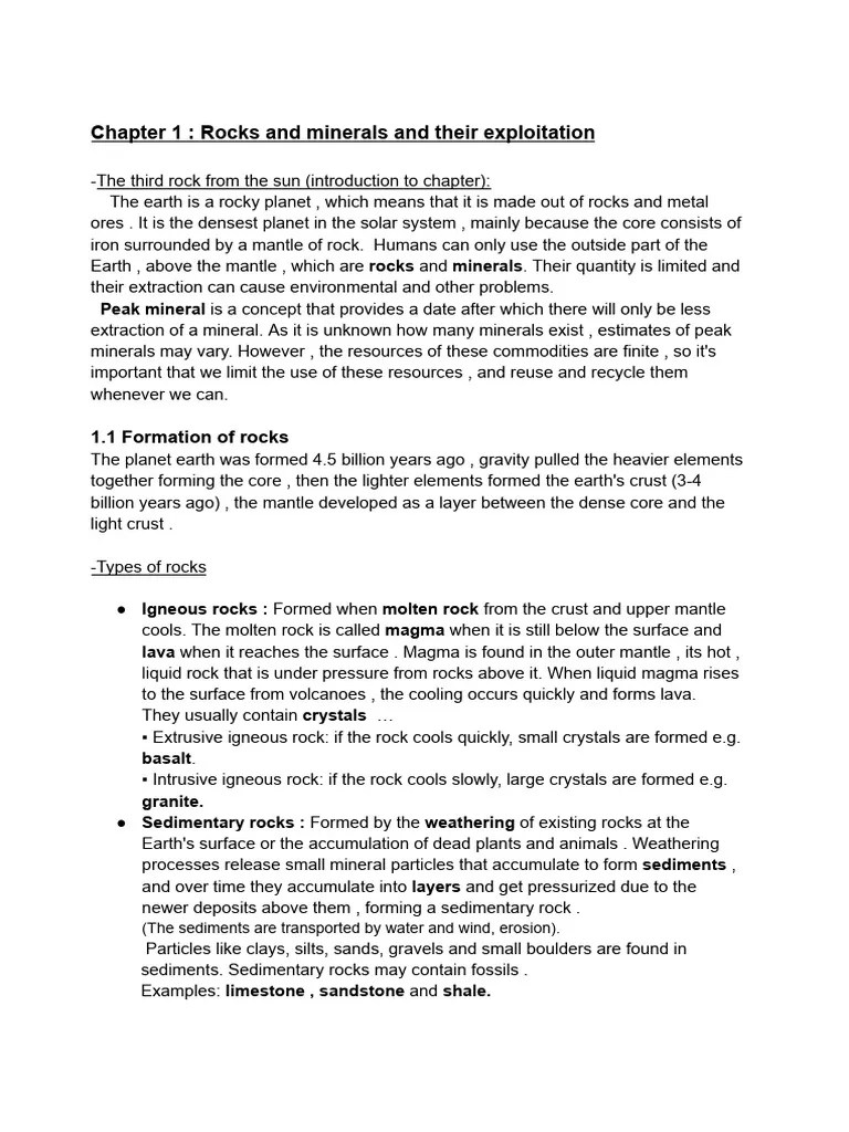 SUMMARY Igcse Environmental Management | PDF | Rock (Geology) | Mining
