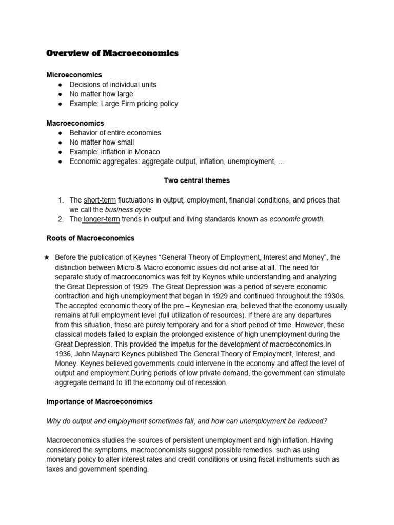 Overview Of Macroeconomics | PDF | Macroeconomics | Inflation