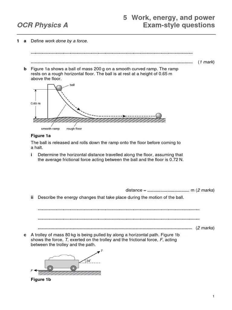 WORK ENERGY & POWER Exam Style Questions | PDF | Force | Power (Physics)