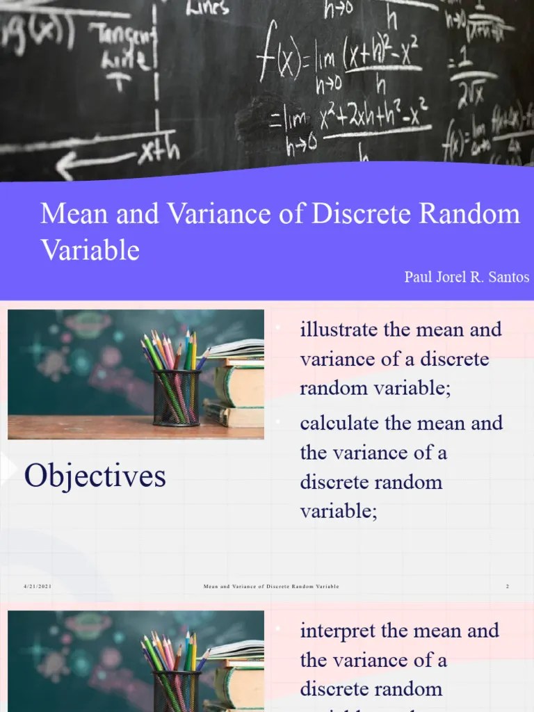 Mean And Variance Of Discrete Random Variable | PDF | Expected Value ...