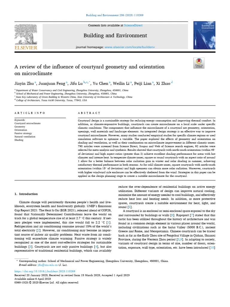 A Review Of The Influence Of Courtyard Geometry And Orientation On ...