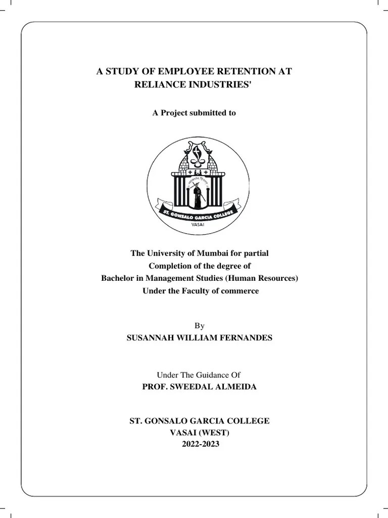 A Study Of Employee Retention At Reliance Industries' | PDF | Employee Retention | Employment