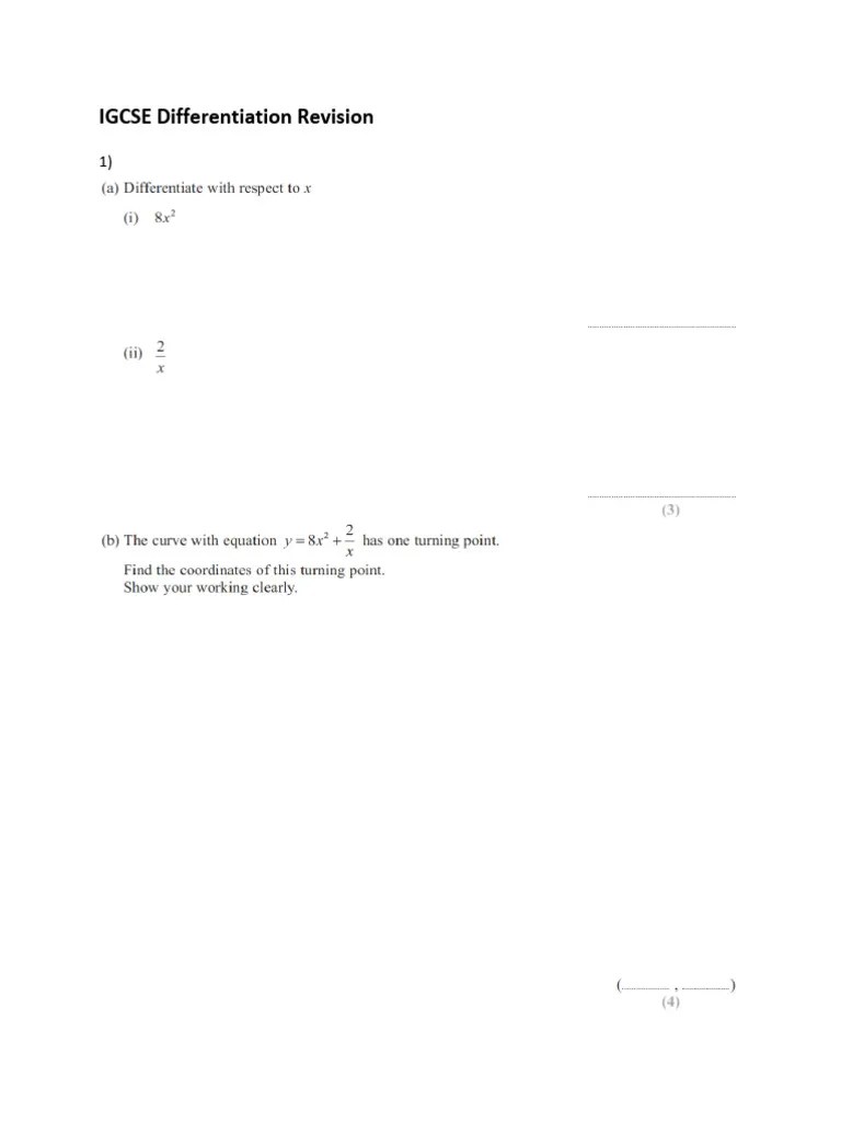 IGCSE Differentiation Revision | PDF | Technology & Engineering