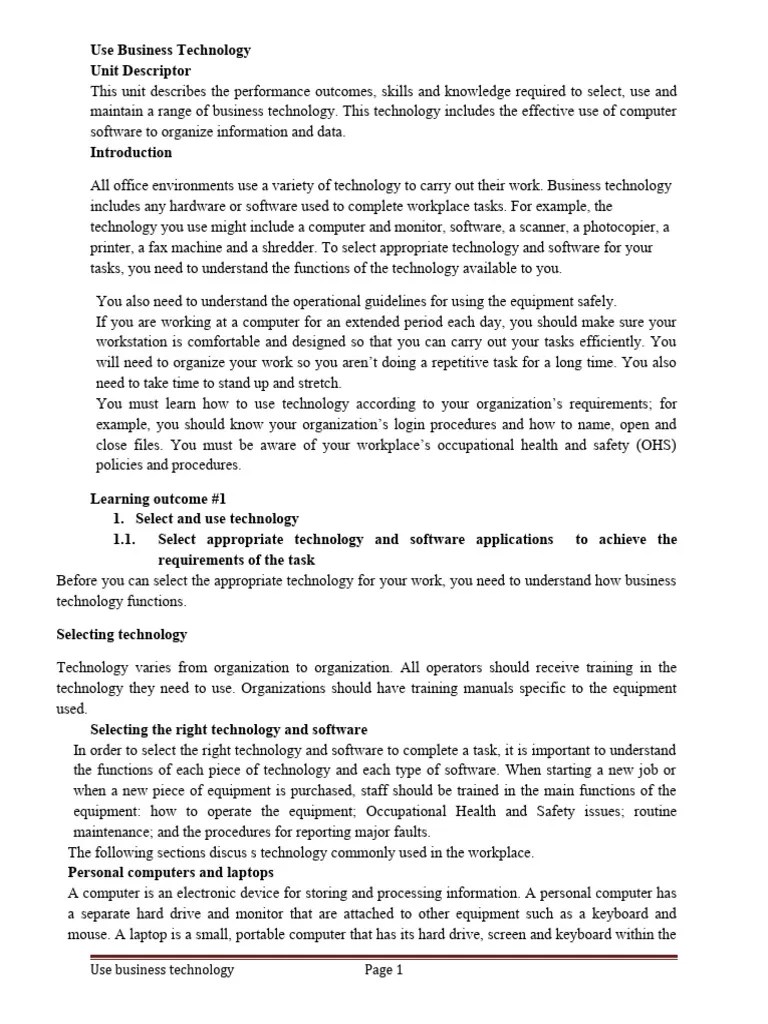 3 Use Business Technology | PDF | Computer Data Storage | Computer Keyboard