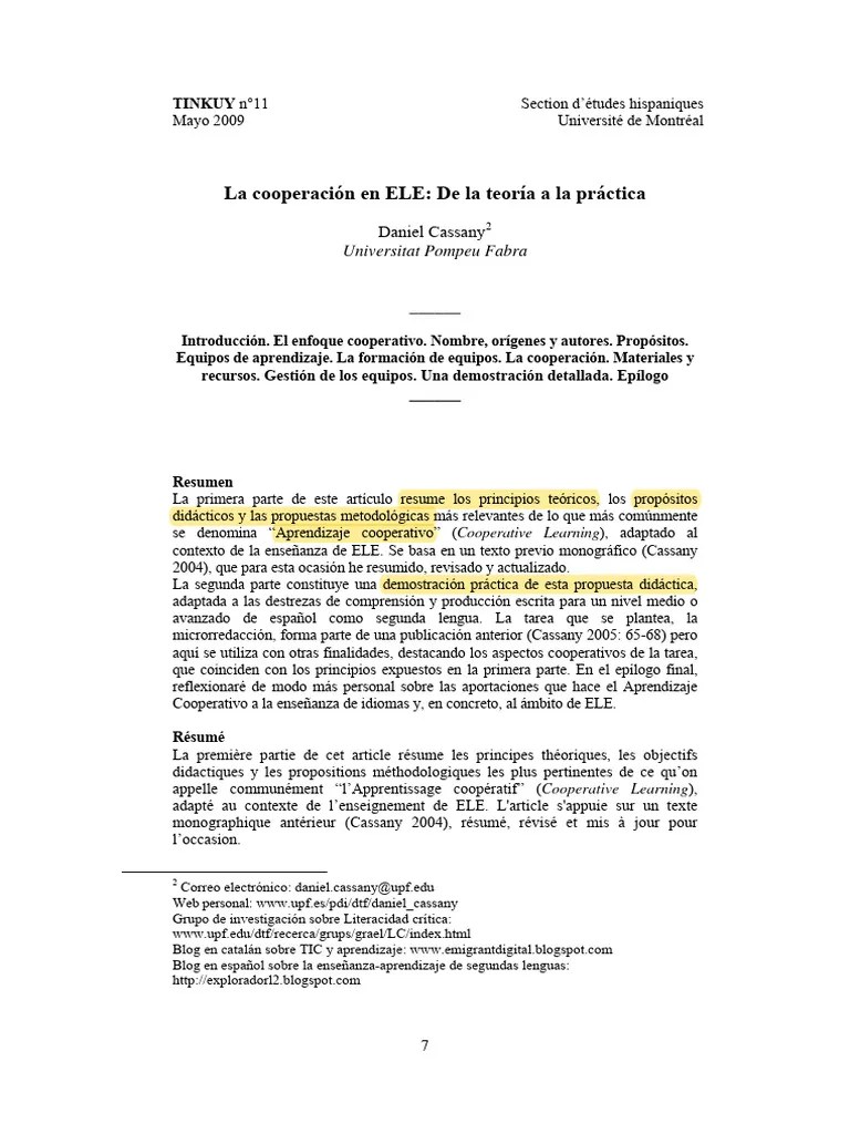 Aprendizaje Cooperativo | PDF | Aprendizaje | Maestros