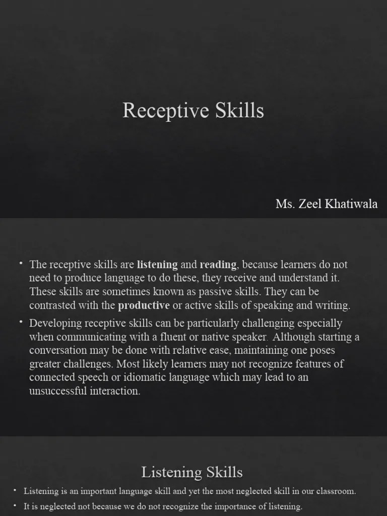 Receptive Skills | PDF | Speed Reading | Nonverbal Communication