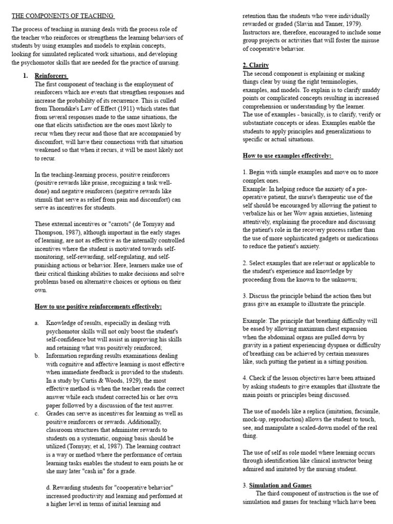 The Components Of Teaching | PDF