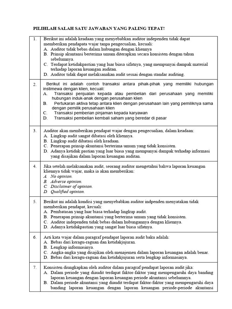 SOAL AUDIT 1 - Latihan | PDF