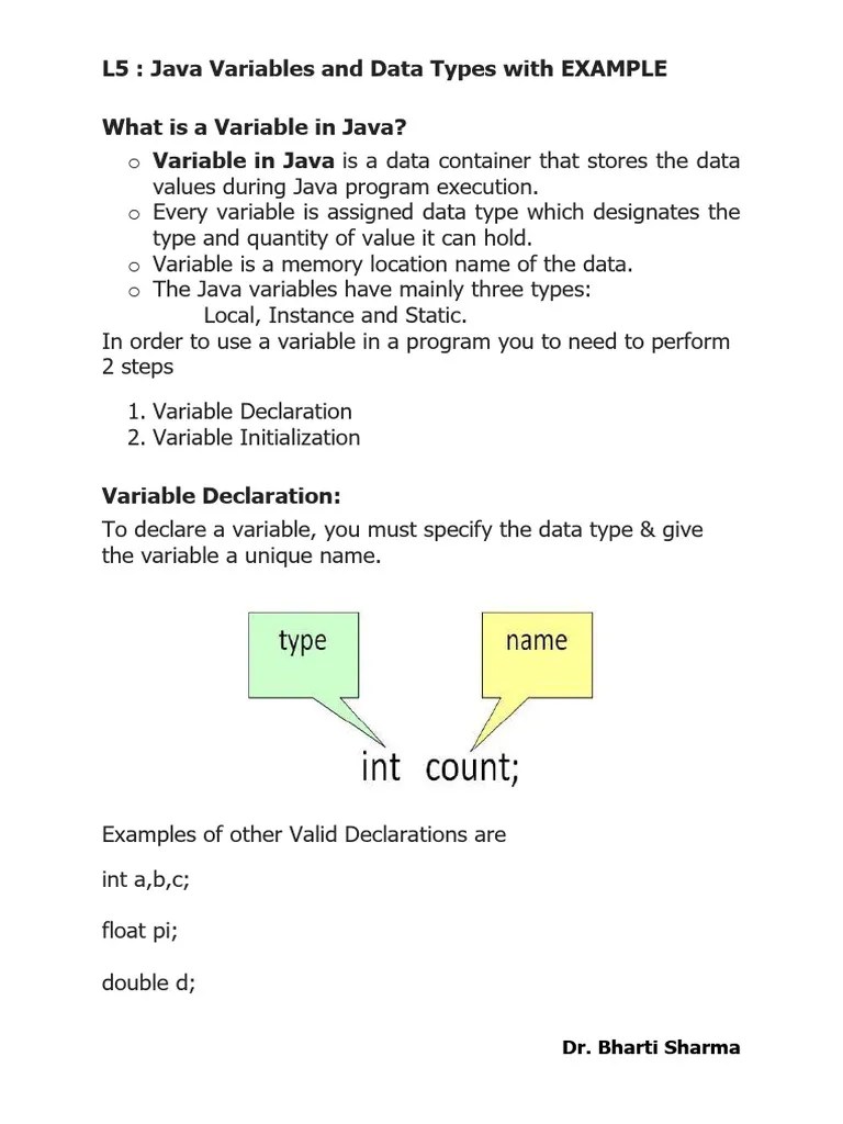 L5 Datatypes Variable | PDF | Data Type | Variable (Computer Science)