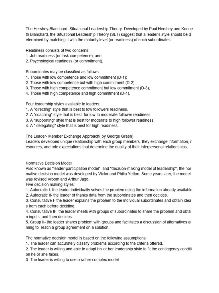 The-Hershey-Blanchard-Situational-Leadership-Theory | PDF | Leadership | Psychological Concepts