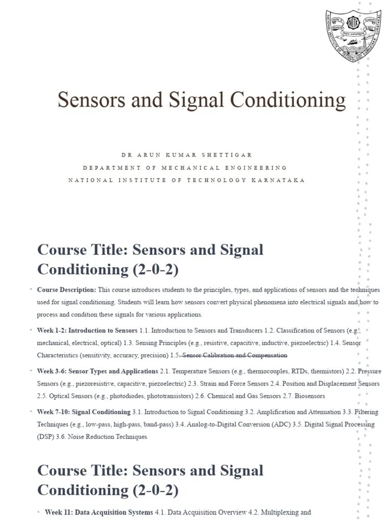 Sensors And Signal Conditioning Lecture | PDF