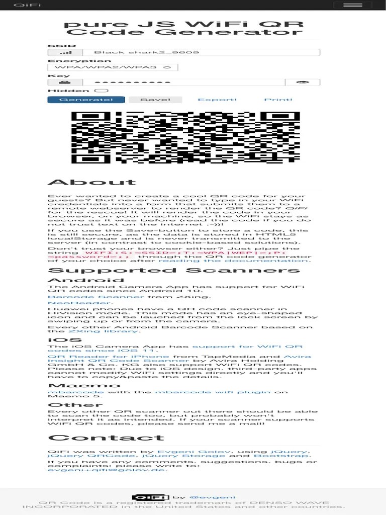 Pure JS WiFi QR Code Generator | Download Free PDF | Qr Code | Ios