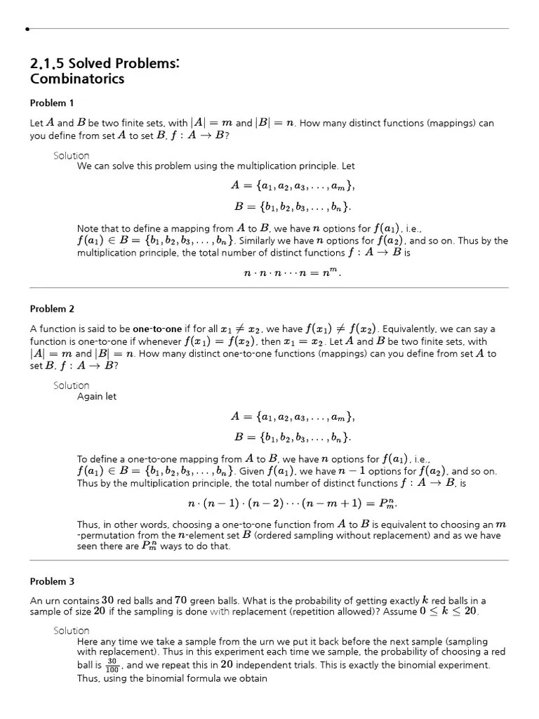 Combinatorics Solved Problems | Download Free PDF | Function ...