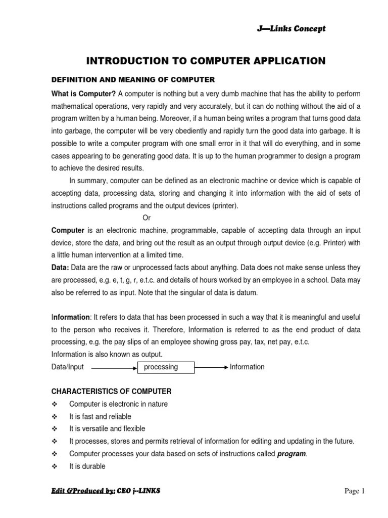 Introduction To Computer Application | PDF | Computer Virus | Computer ...