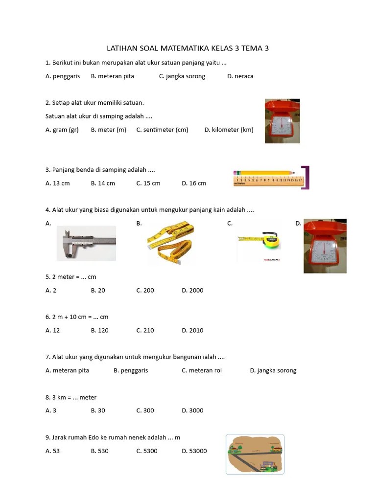 Latihan Soal Matematika Kelas 3 Tema 3 | PDF
