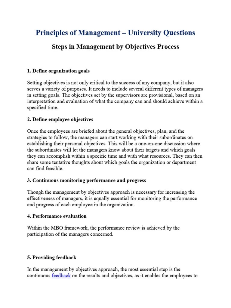 Principles Of Management - University Questions | PDF | Leadership ...
