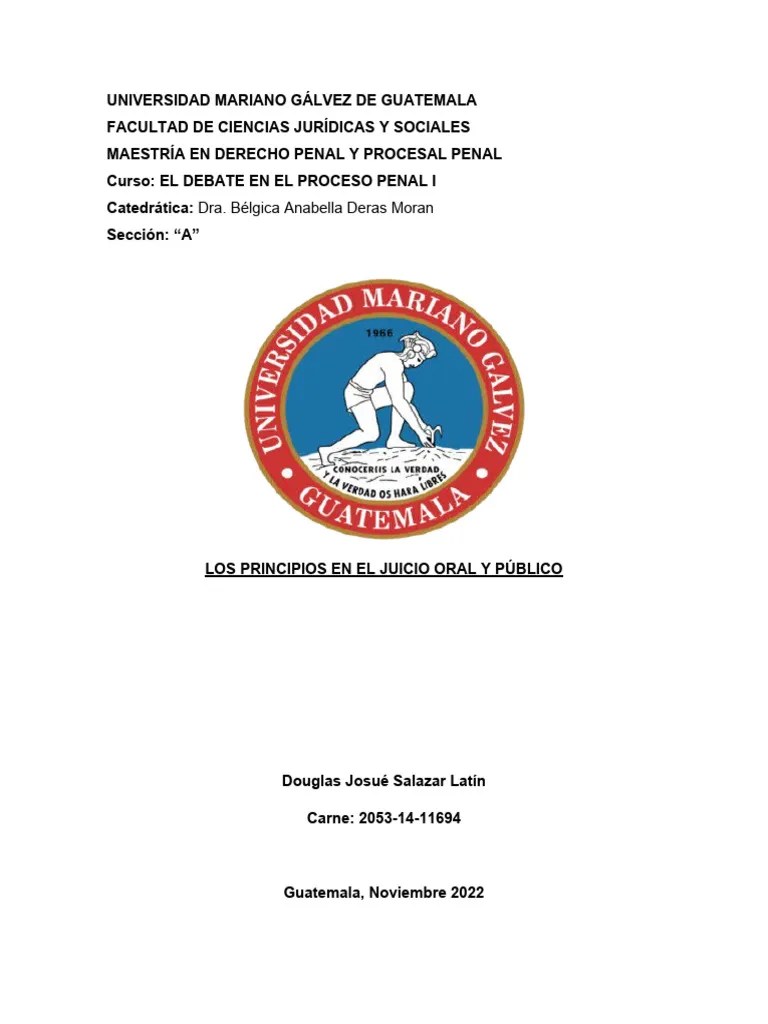 Ensayo Los Principios Del Juicio Oral Y Público - DOUGLAS JOSUÉ SALAZAR LATÍN | PDF | Ley ...