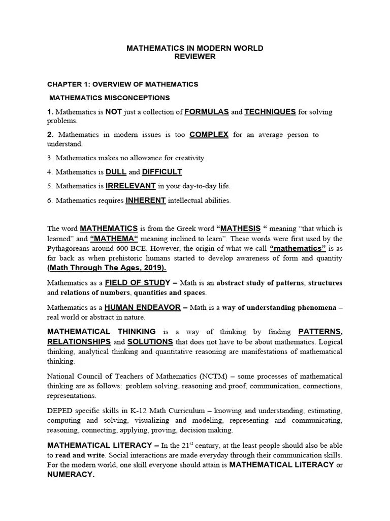 Mathematics-In-Modern-World-Reviewer ( | PDF | Mathematics | Symmetry