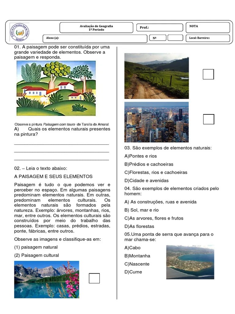 Avaliação De Geografia 3° Ano Ensino Fundamental | PDF