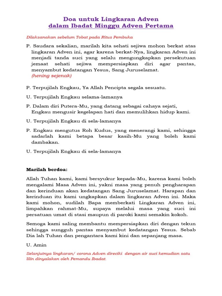 Doa Untuk Lingkaran Atau Corona Adven | PDF