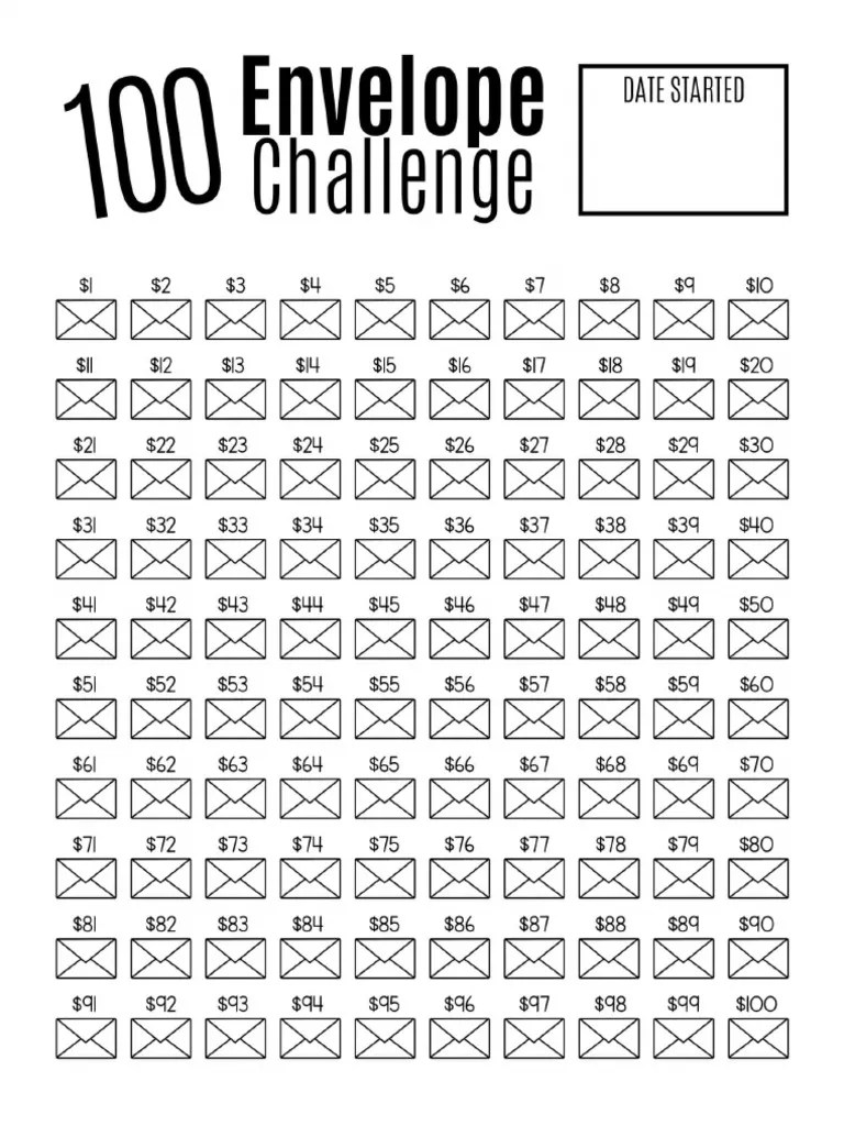 100 Envelope Challenge Template | PDF