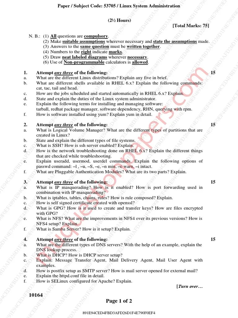 Science BSC Information Technology Semester 5 2023 April Linux System Administration Cbcs | PDF ...
