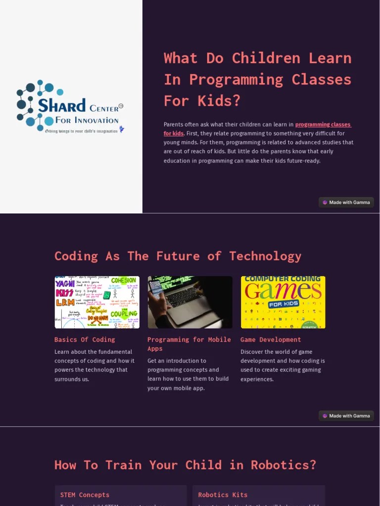 What Do Children Learn In Programming Classes For Kids | PDF | Computer Programming | Science ...